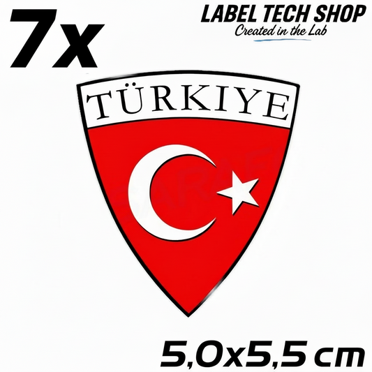 7x Türkei Aufkleber Türkiye Turkey Bayrak Flagge Wappen Sticker 5,0x5,5cm (007)