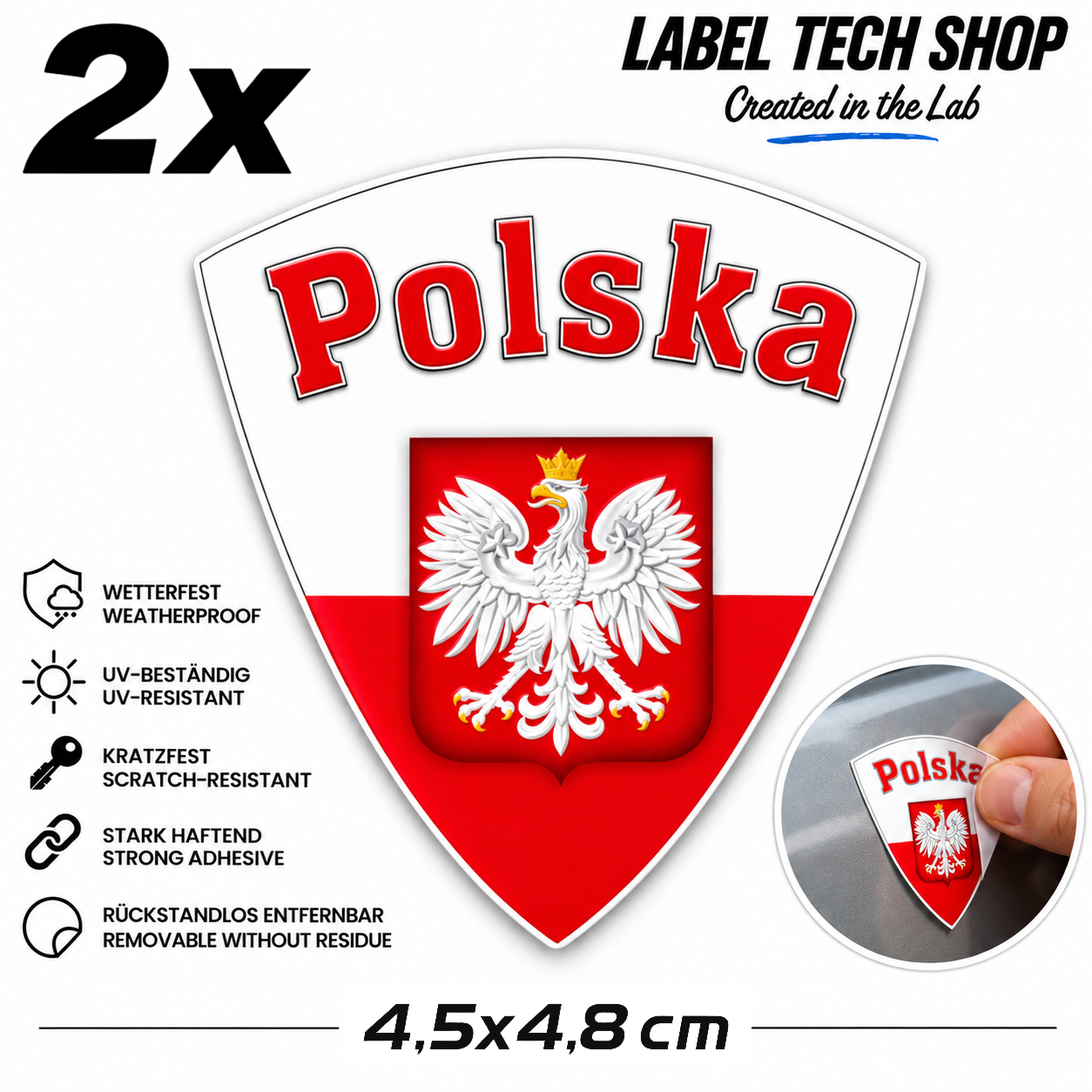 🇵🇱 Polen Polska Poland Aufkleber Naklejka Sticker Flagge Wappen Emblem Auto 4,5x4,8cm Nr.021