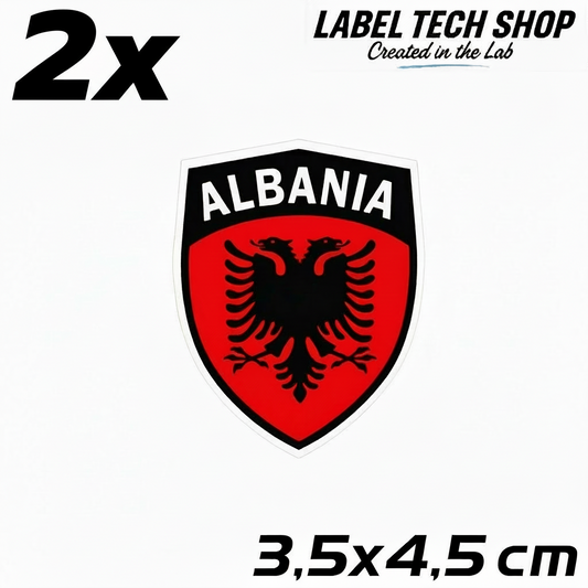 2x Albanien Aufkleber Klein Shqipëria Shqiponja  – Albania Flagge Emblem Wappen Sticker 3,5x4,5cm (108)