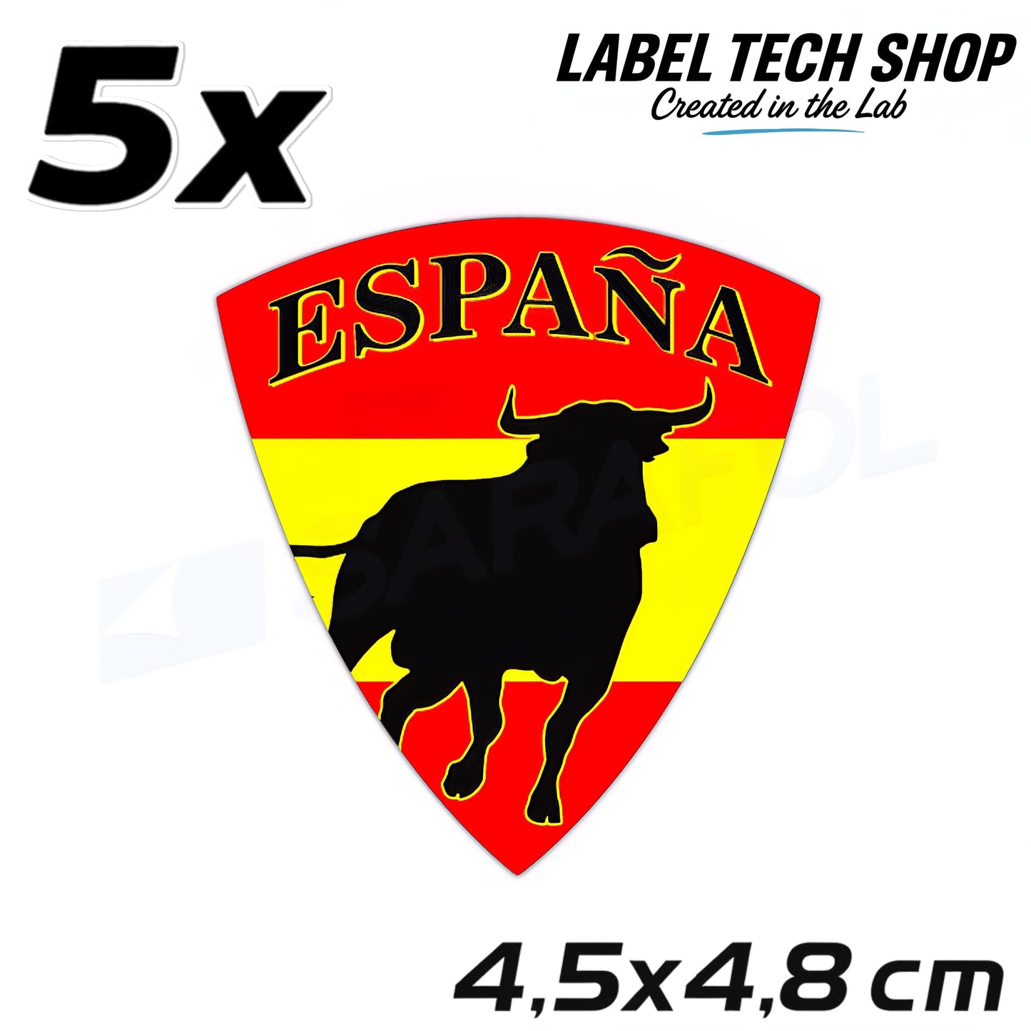 5x Spanien Aufkleber España adhesivo Spain Sticker Flagge Wappen 4,5x4,8cm (002)