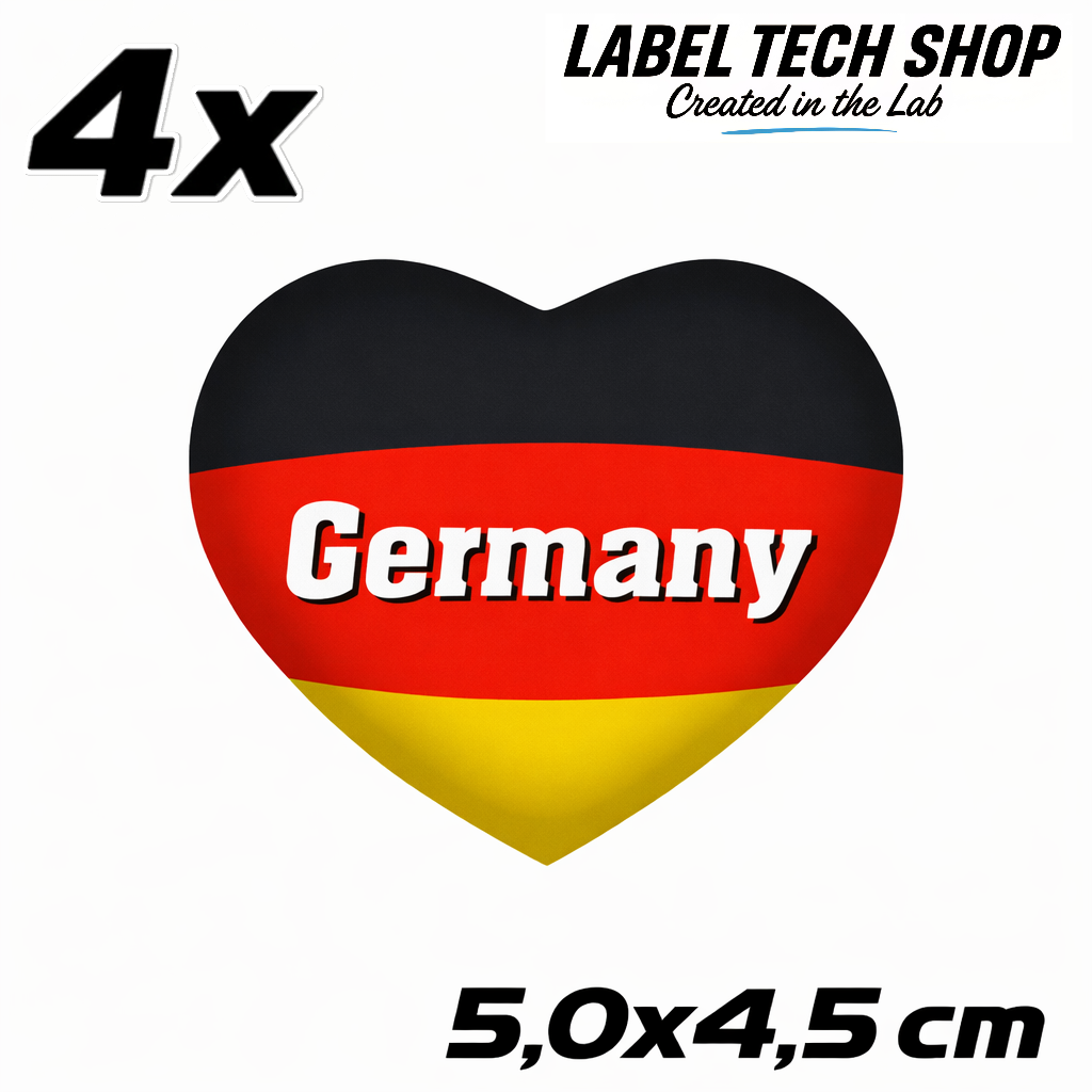Deutschland Herz Aufkleber (059) – Germany Heart Sticker – Deutschland Flagge – 5,0 × 4,5 cm