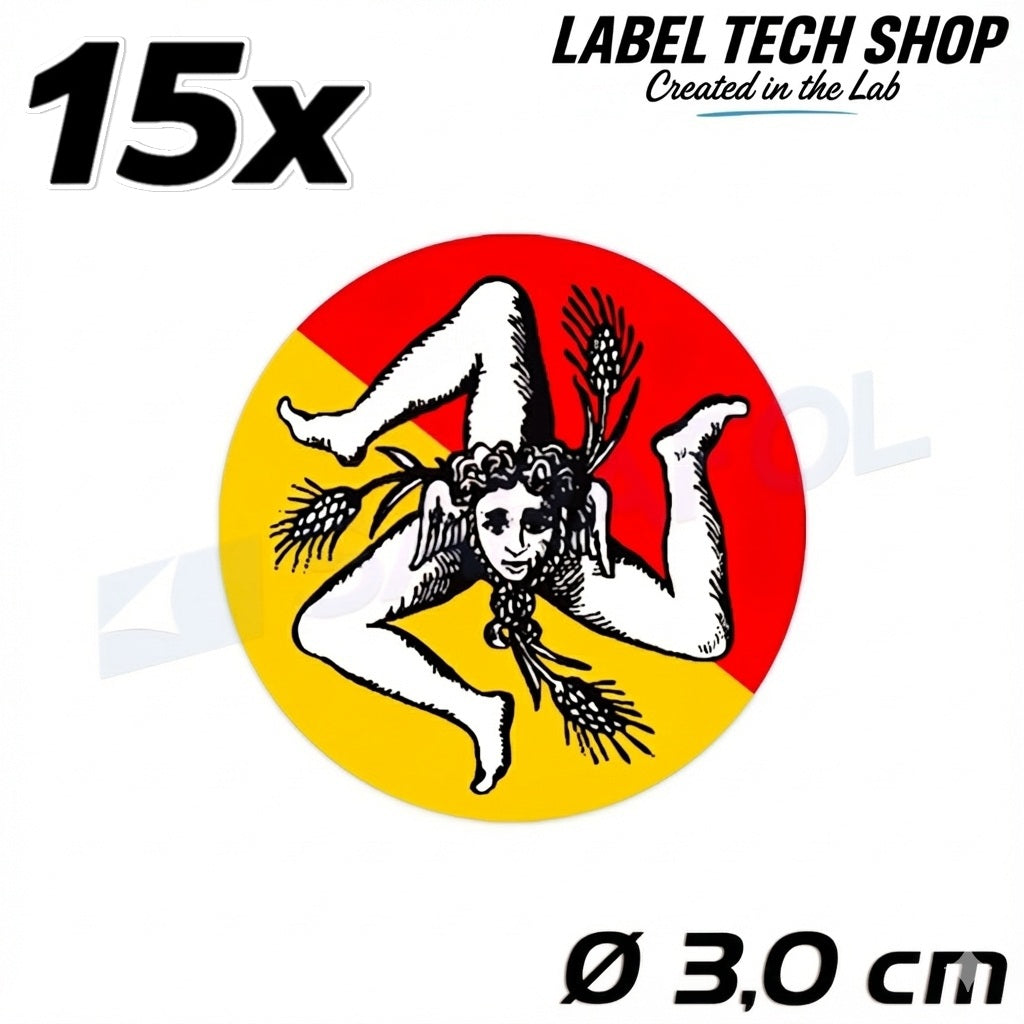 15x Sizilien Aufkleber – Sicilia Sicily Flagge Wappen Sticker Rund Ø 3cm (030)