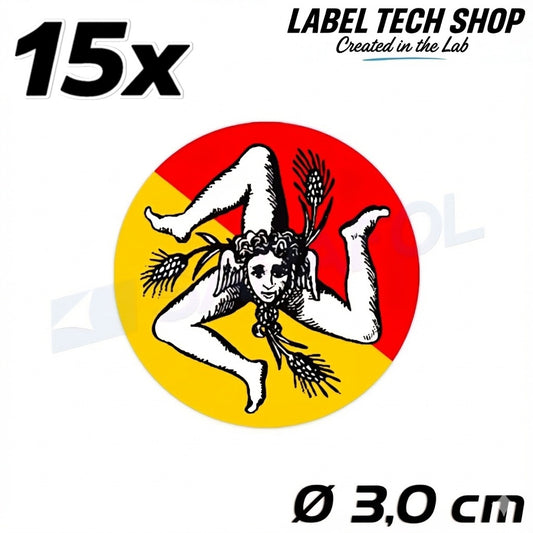 15x Sizilien Aufkleber – Sicilia Sicily Flagge Wappen Sticker Rund Ø 3cm (030)