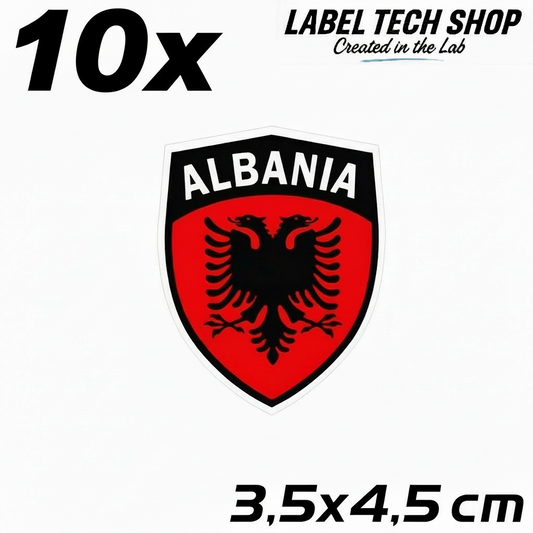 10x Albanien Aufkleber Klein Shqipëria Shqiponja  – Albania Flagge Emblem Wappen Sticker 3,5x4,5cm (108)