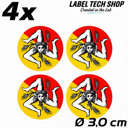 4x Sizilien Aufkleber – Sicilia Sicily Flagge Wappen Sticker Rund Ø 3cm (030)