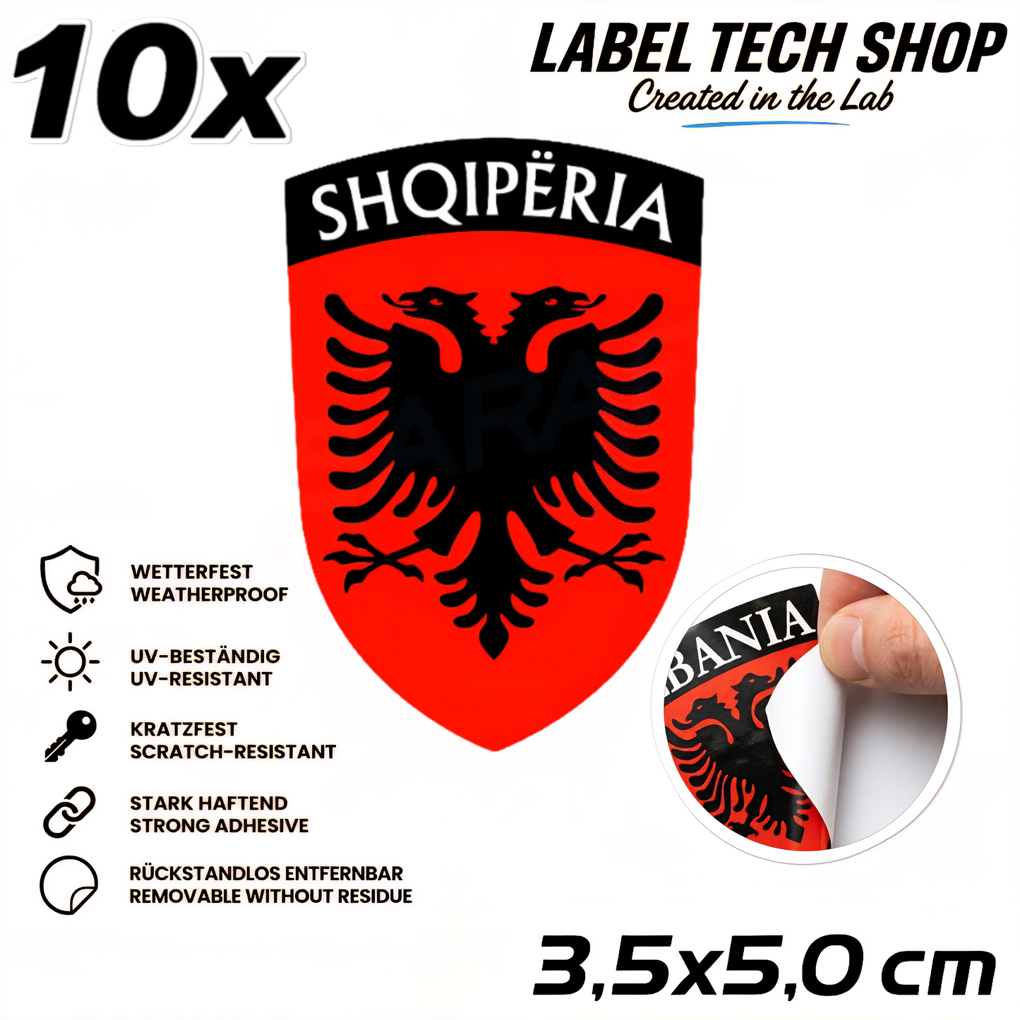 🇦🇱 Albanien Aufkleber Albania Sticker Shqiperia Adler Wappen Emblem Auto Helm 3,5x5,0cm NR.006