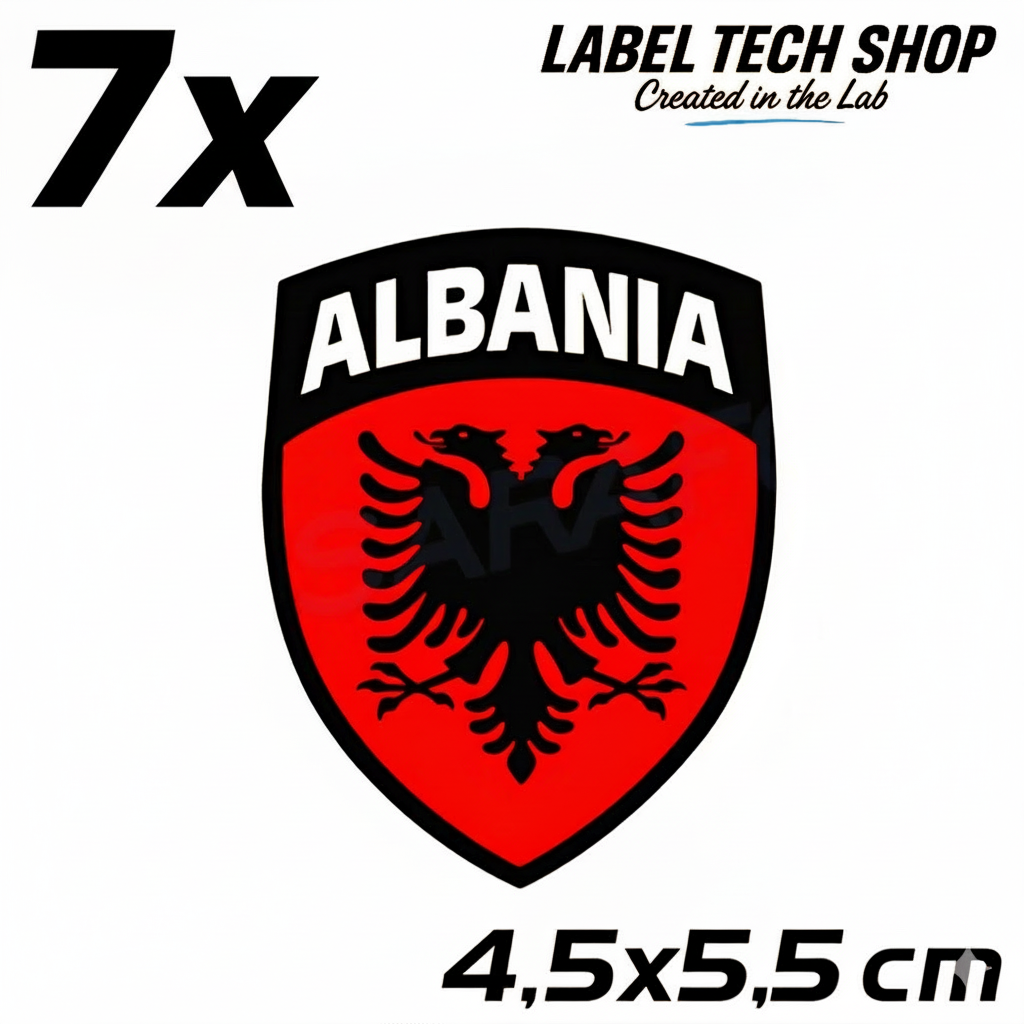 7x Albania Stickers Shqipëria Shqiponja – Albania Flag Emblem Coat of Arms Sticker 4.5x5.5cm (100)
