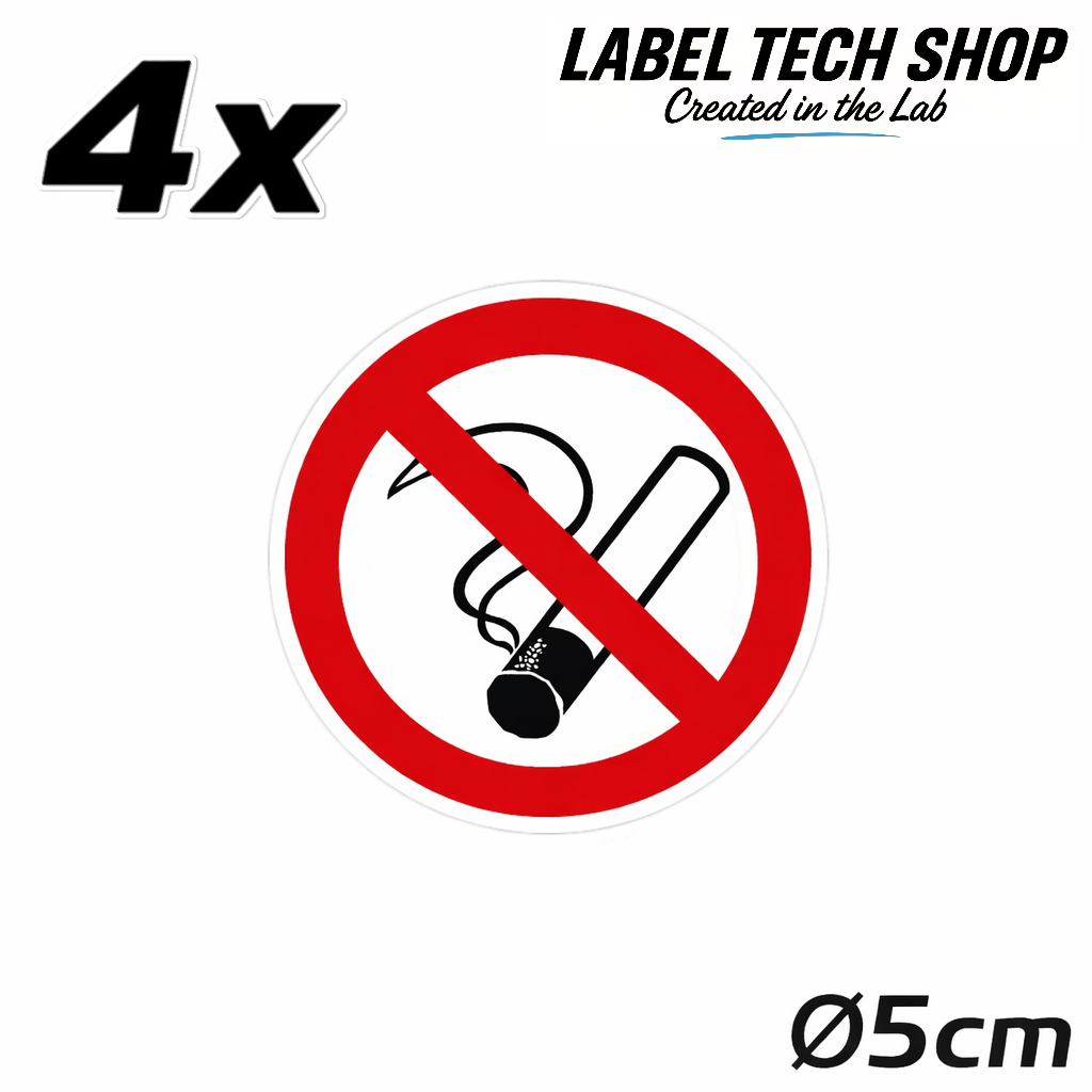 Rauchen verboten Aufkleber Ø5 cm – No Smoking Sticker – No Fumar Hinweiszeichen Innen & Außen – Verbotsschild (126)