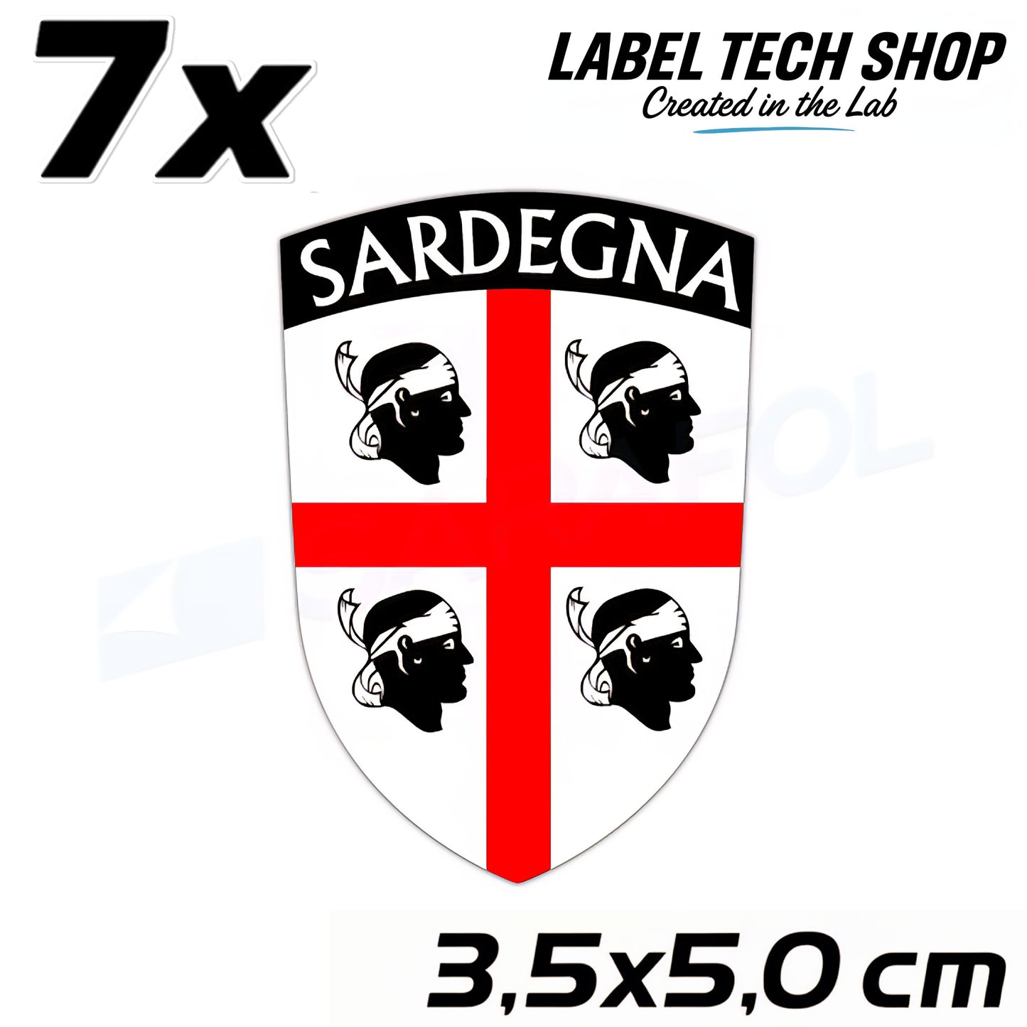 7x Sardinien Aufkleber Sardegna Sardinia Flagge Wappen Sticker 3,5x5,0cm (015)