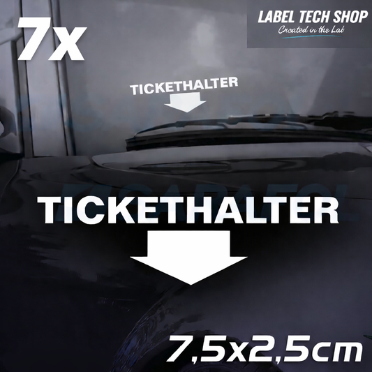 7x Tickethalter Aufkleber innenklebend – Strafzettel/Parkschein 7,5×2,5 cm