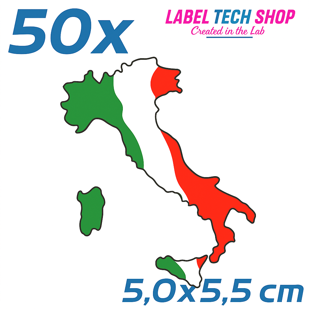 50x Italia/Italien Aufkleber Stiefel 5×5,5 cm Flagge Italien  Adesivo Sticker 032