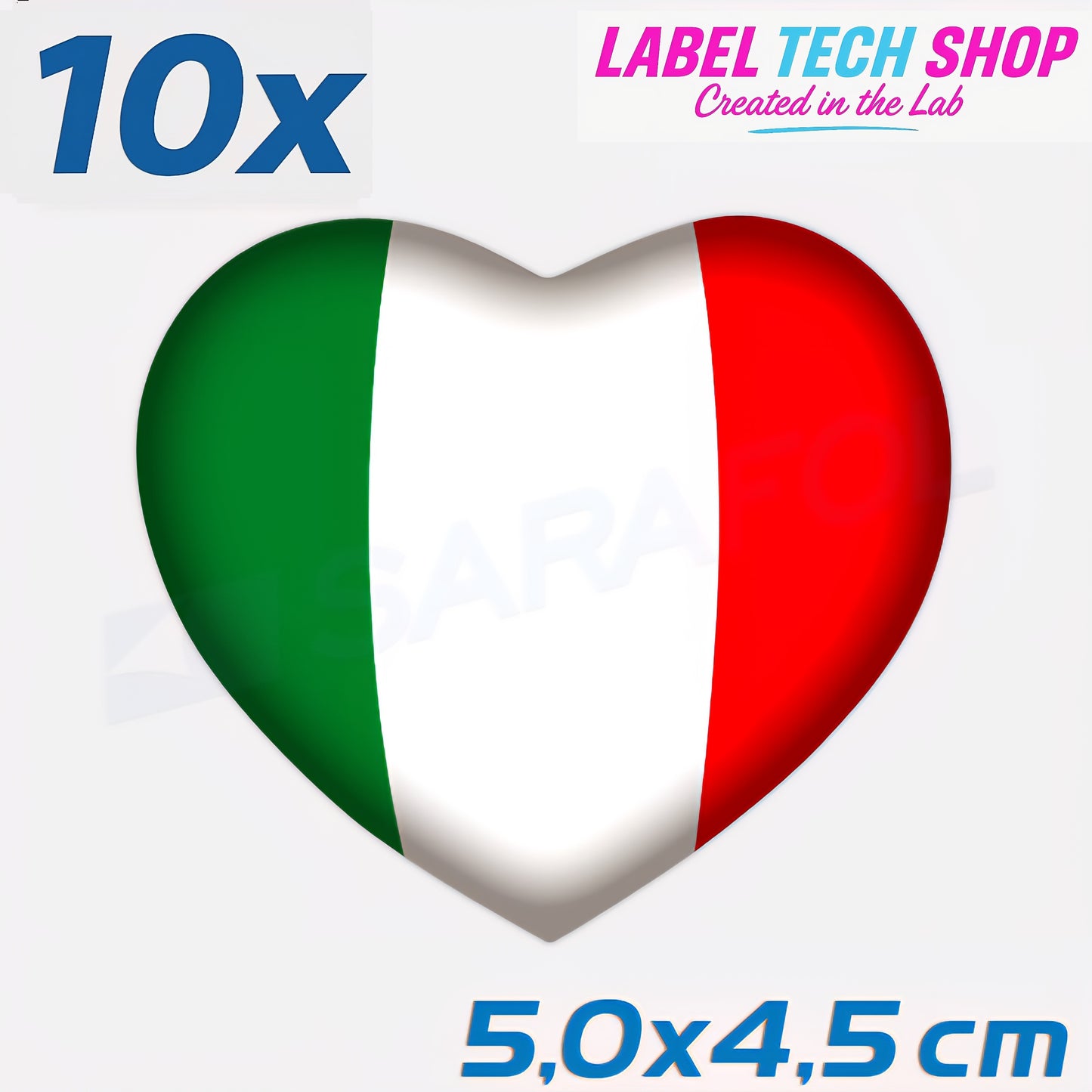 10x Italia/Italien Aufkleber Herz 5×4,5cm Flagge Italien Adesivo Cuore Sticker 046