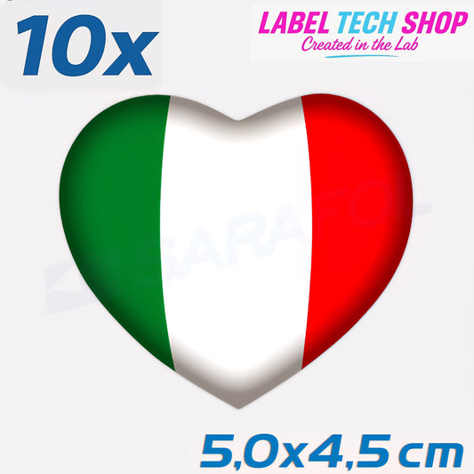 10x Italia/Italien Aufkleber Herz 5×4,5cm Flagge Italien Adesivo Cuore Sticker 046