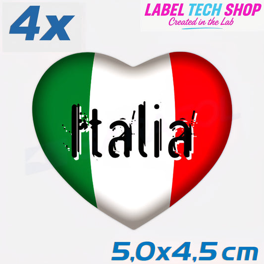 4x Italia/Italien Aufkleber Herz 5×4,5cm Flagge Italien Adesivo Cuore Sticker 060