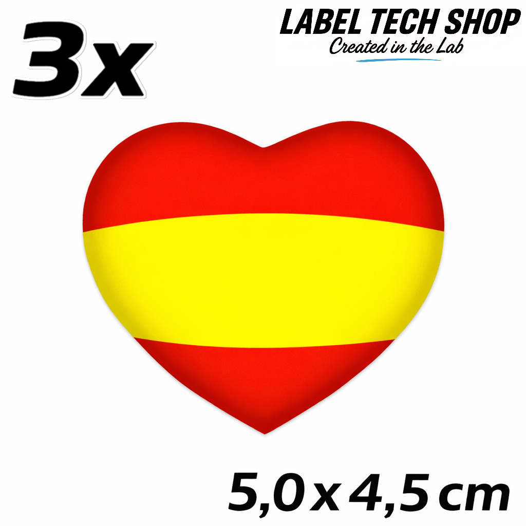 Spanien Spain España Herz Aufkleber Sticker – Spain Flag Heart Corazón Autocollante – Auto Laptop Helm – 5,0 × 4,5 cm (052)