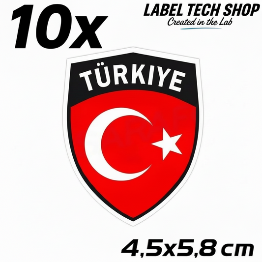 10x Türkei Aufkleber Türkiye Turkey Bayrak Flagge Emblem Sticker 4,5x5,8cm (101)