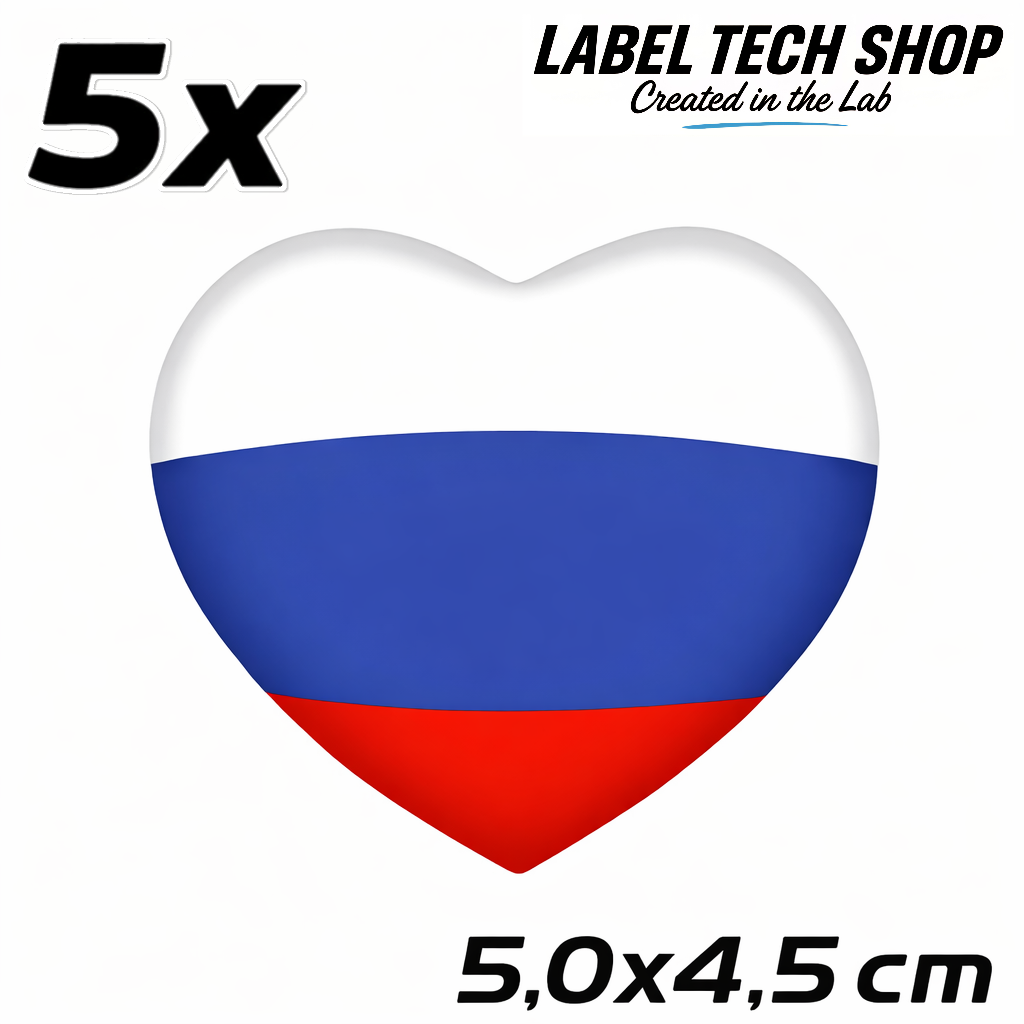 Russland Russia Россия Herz Aufkleber – Russia Flag Heart Sticker – Auto Laptop Helm 5,0 × 4,5 cm (047)