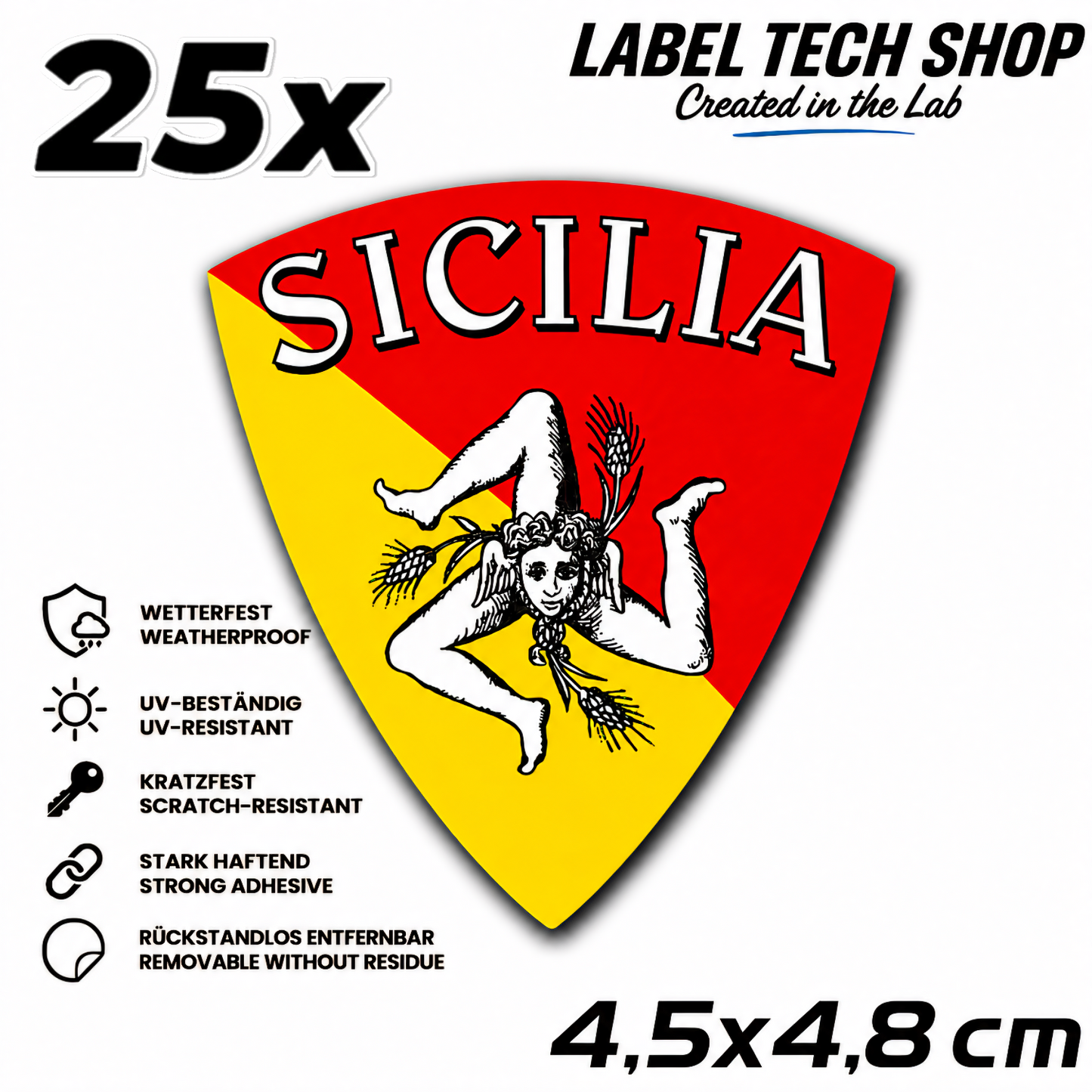 Sizilien Aufkleber Adesivo Siciliano Sicilia Sicily Sticker Flagge Wappen Emblem Auto Helm 4,5x4,8cm NR.019