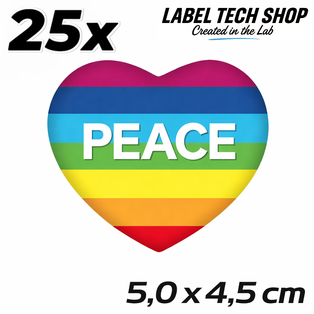 Peace Frieden LGBTQ Herz Aufkleber Sticker – Rainbow Flag Heart LGBTQ Sticker – Auto Laptop Helm – 5,0 × 4,5 cm (055)