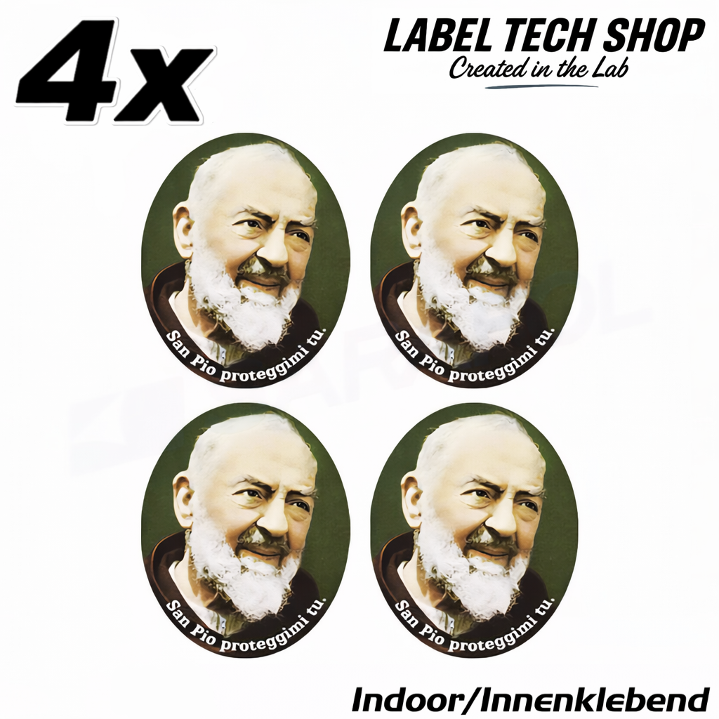 4x Padre Pio Stickers Self-Adhesive Indoor Sticker Catholic 4.5x5.0 cm (028)