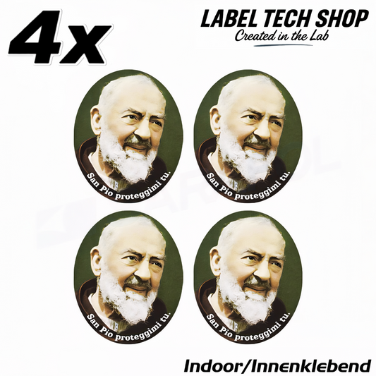 4x Padre Pio Aufkleber Adesivo Innenklebend Indoor Sticker Catholic 4,5x5,0 cm (028)