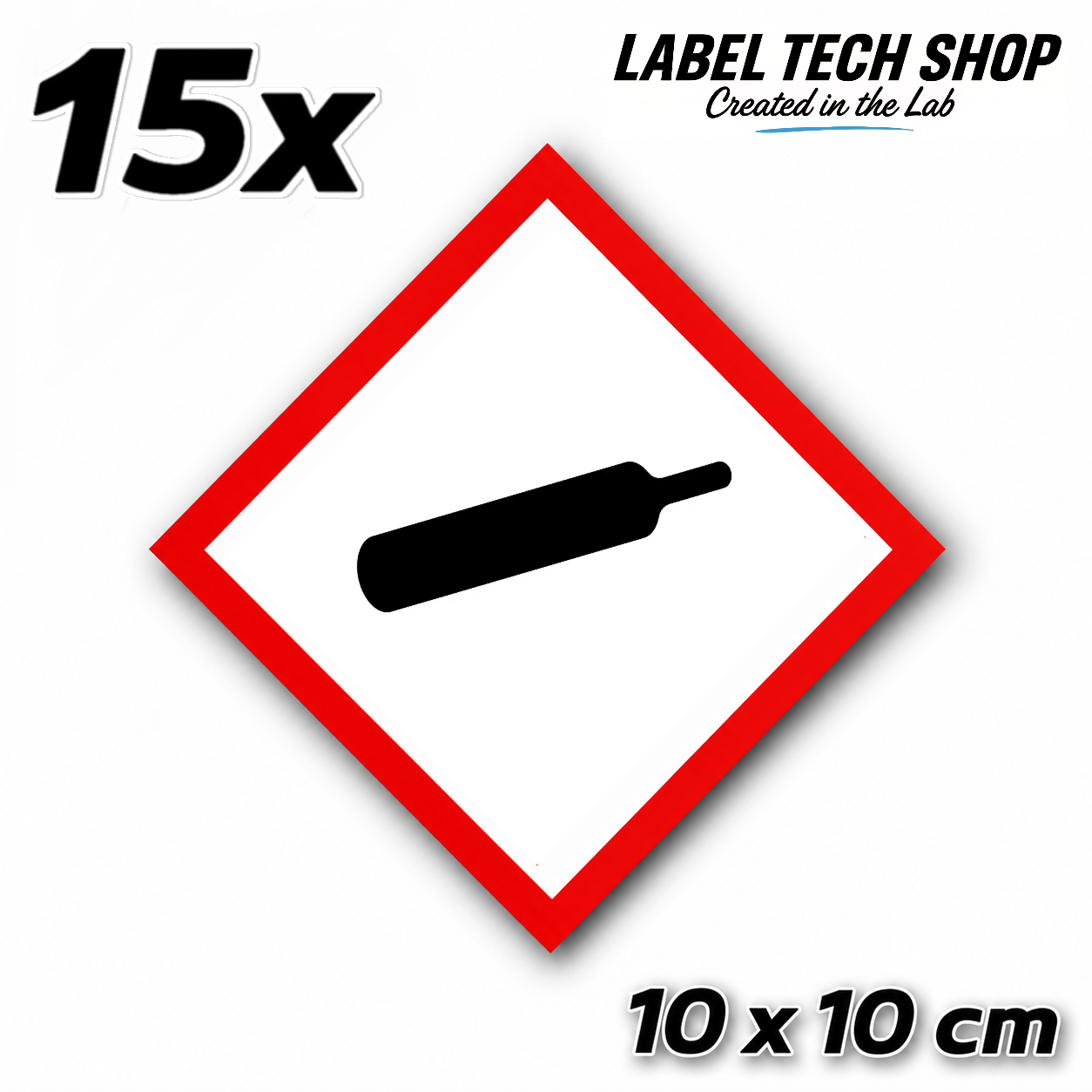 GHS04 Gases under pressure sticker Gas Cylinder Sticker Hazardous material symbol Compressed gas Dangerous goods Chemistry Lab label according to CLP / GHS Occupational safety