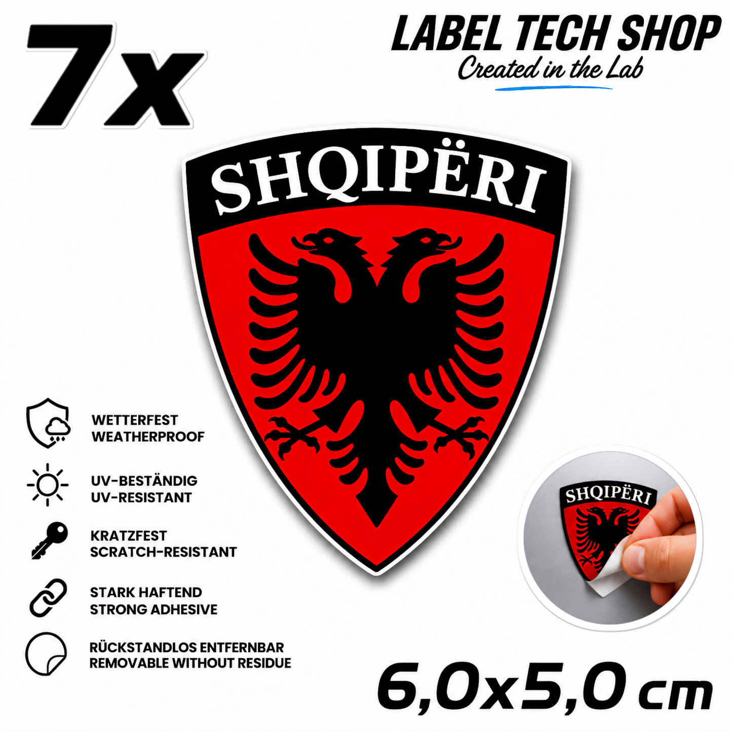 🇦🇱 Albania Sticker Shqiperia Eagle Coat of Arms Emblem Car Helmet 5.0x5.5cm NR.004