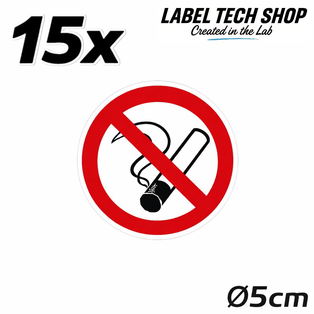 Rauchen verboten Aufkleber Ø5 cm – No Smoking Sticker – No Fumar Hinweiszeichen Innen & Außen – Verbotsschild (126)
