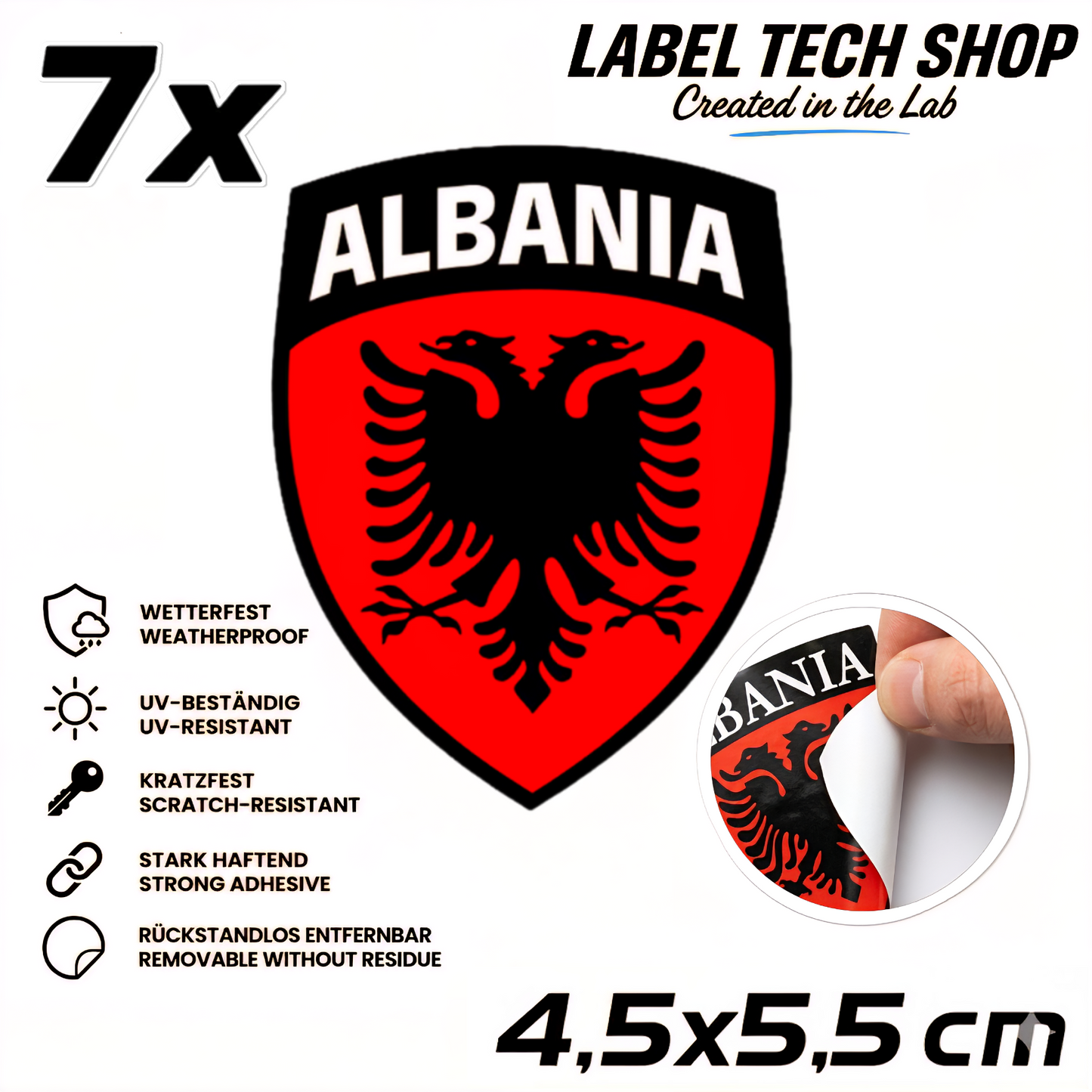 🇦🇱 Albanien Aufkleber Albania Sticker Shqiperia Adler Wappen Emblem Auto Helm 4,5x5,5cm NR.100