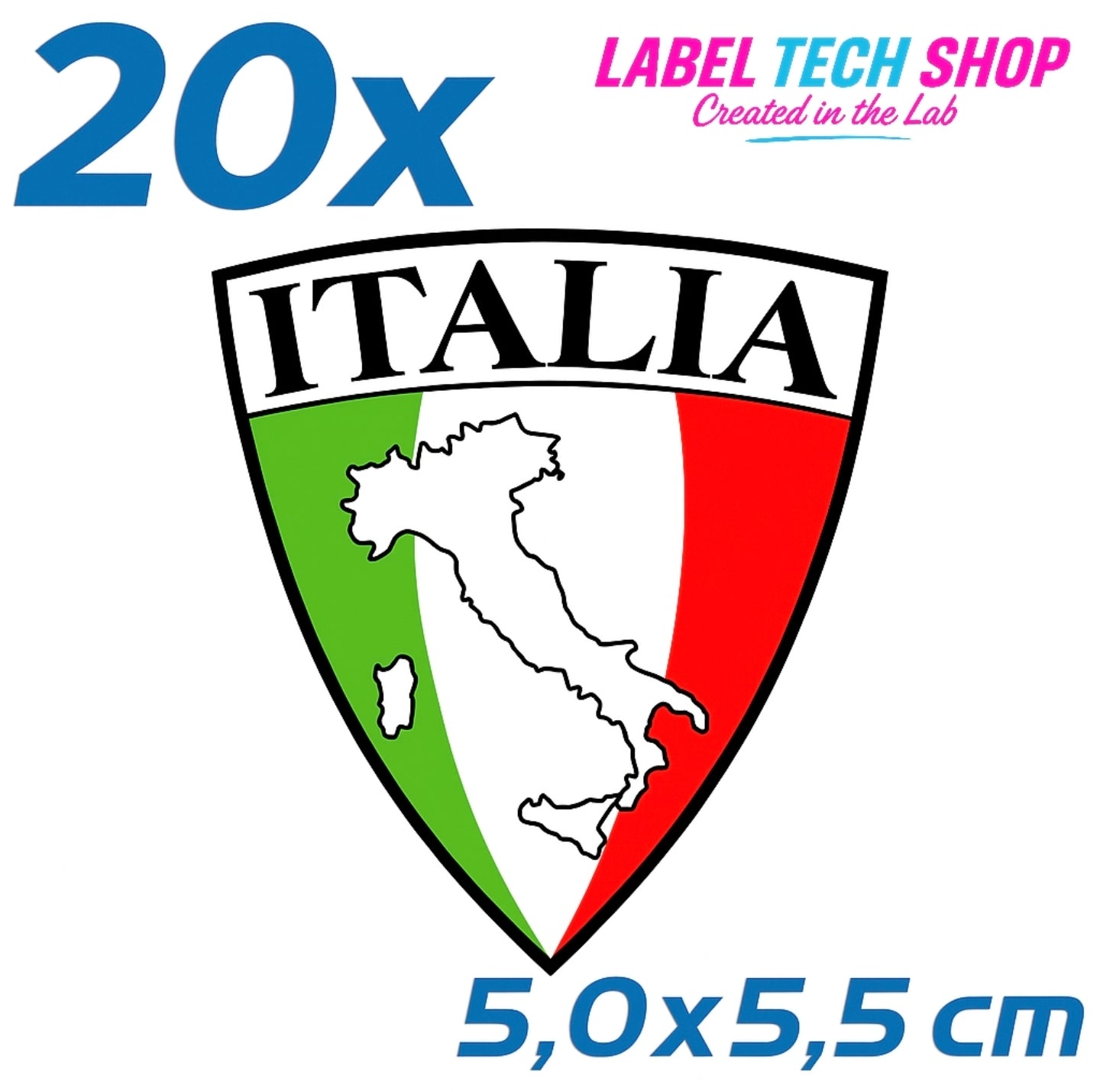 20x Italien/Italia Aufkleber Emblem 5×5,5 cm Flagge Wappen Adesivo Sticker 001