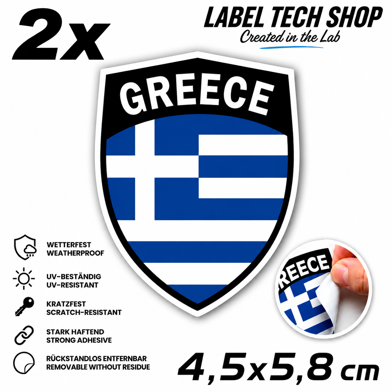 🇬🇷 Greece Sticker Αυτοκόλλητο Ελλάδας Greece Sticker Flag Flagge Wappen Emblem Auto Helm 4.5x5.8cm NO.111