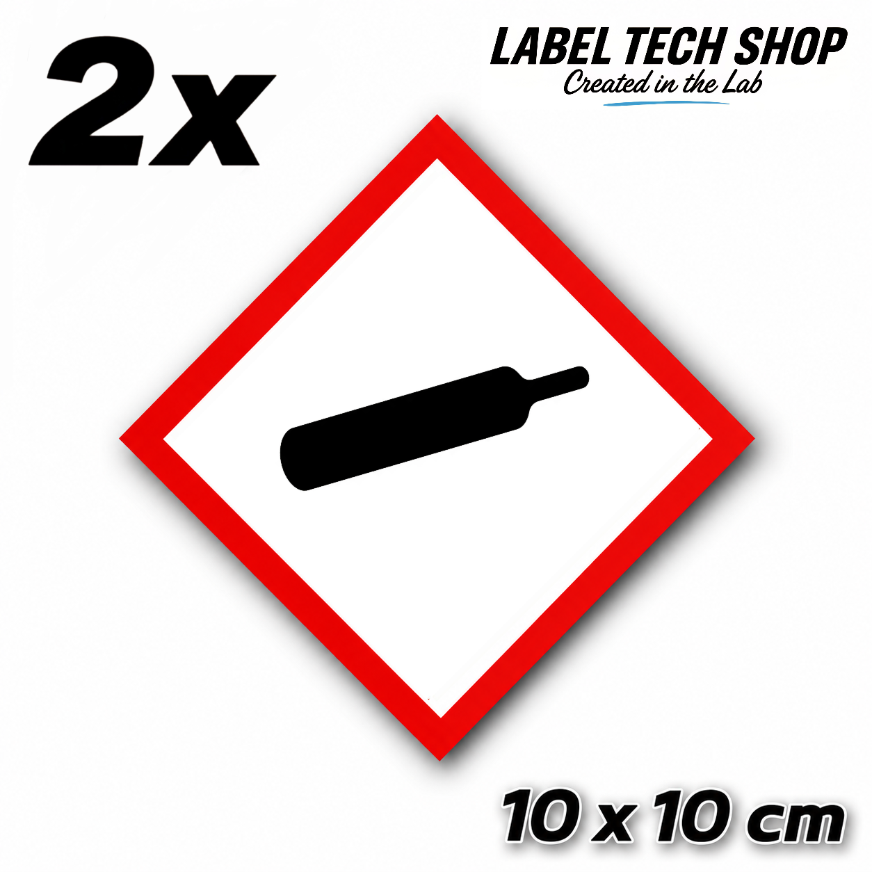 GHS04 Gases under pressure sticker Gas Cylinder Sticker Hazardous material symbol Compressed gas Dangerous goods Chemistry Lab label according to CLP / GHS Occupational safety