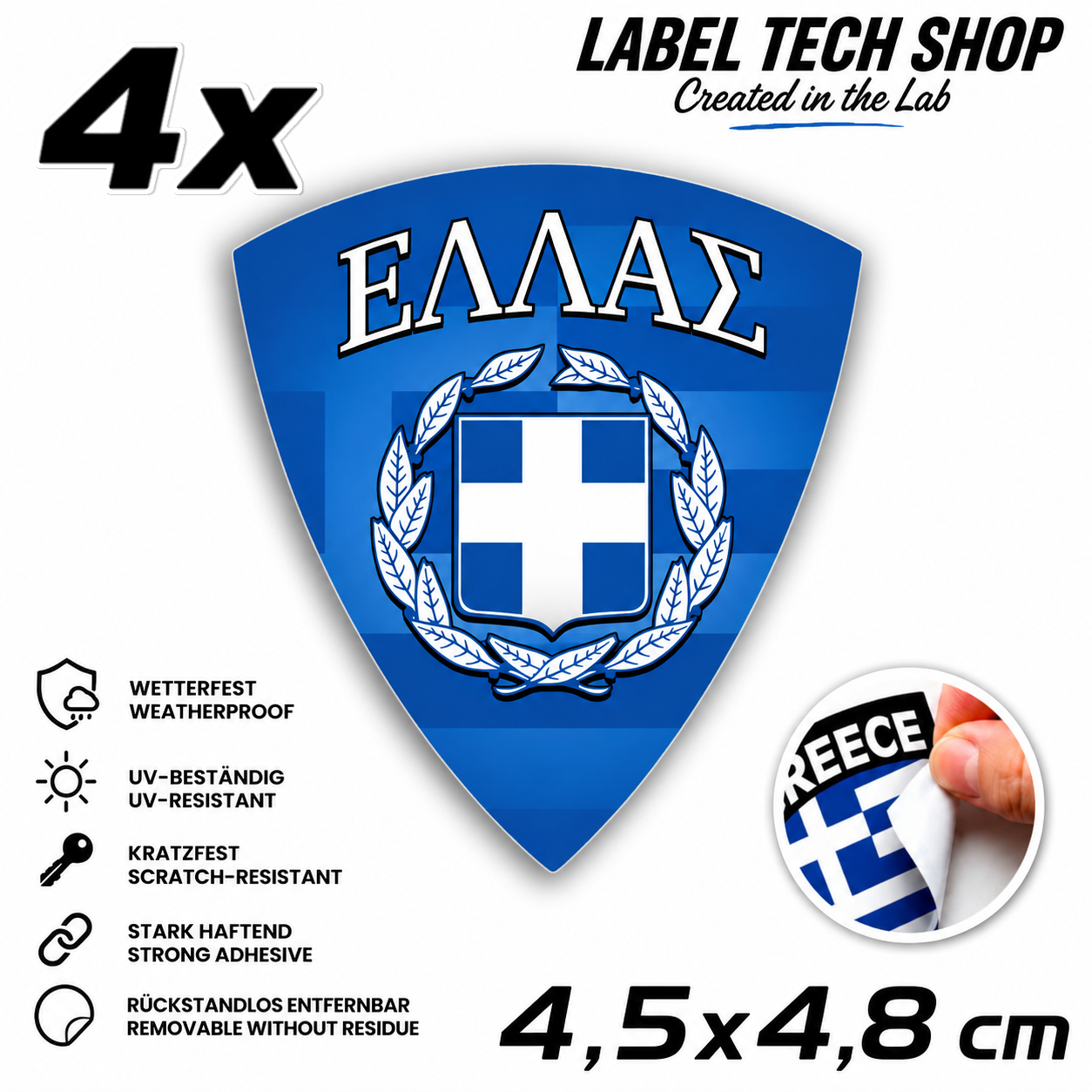 🇬🇷 Greece Sticker Αυτοκόλλητο Ελλάδας Greece Sticker Flag Flag Emblems Car Helmet 4.5x4.8cm NO.113