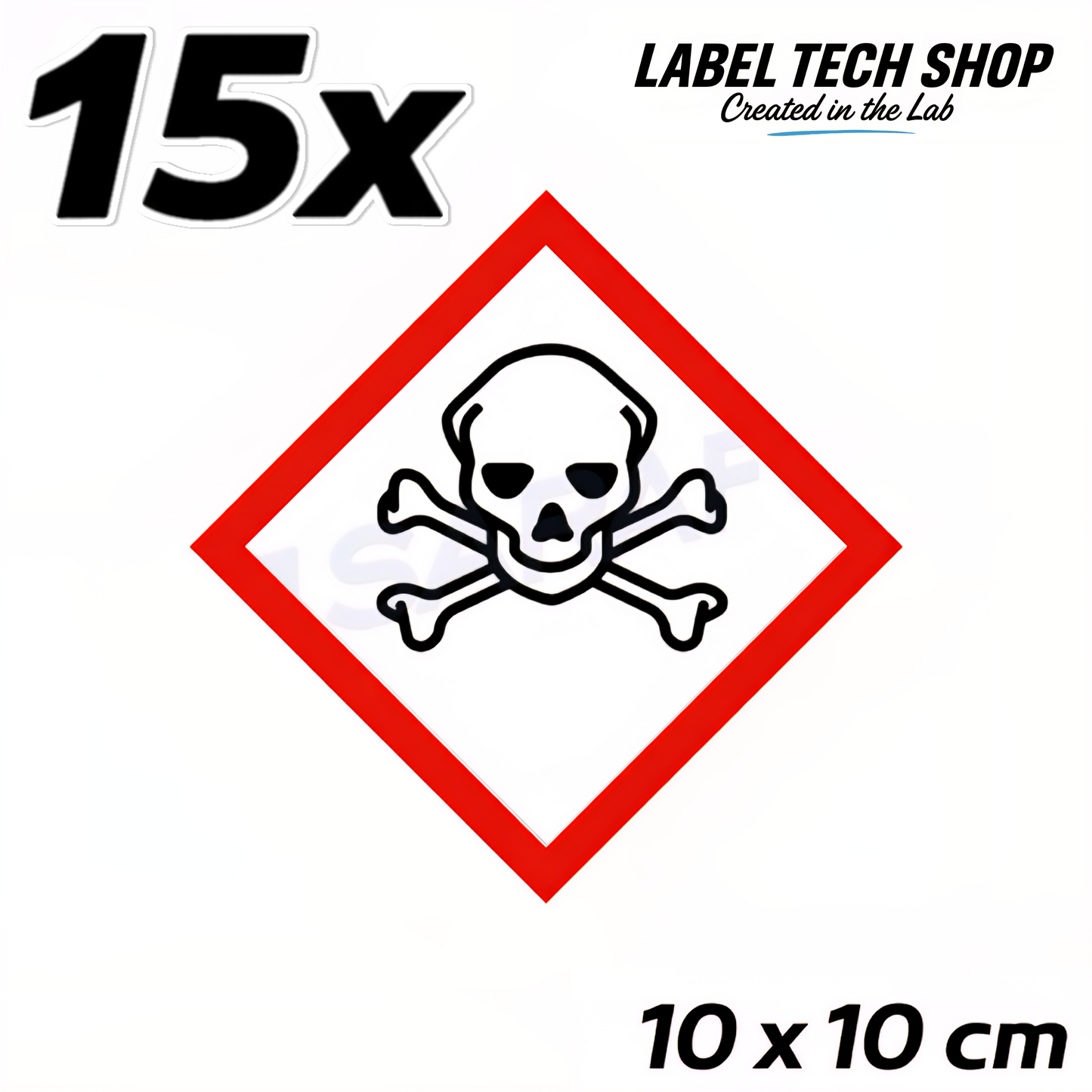 GHS06 Totenkopf Aufkleber  Giftige Chemikalien Toxisch nach CLP Norm Arbeitssicherheit