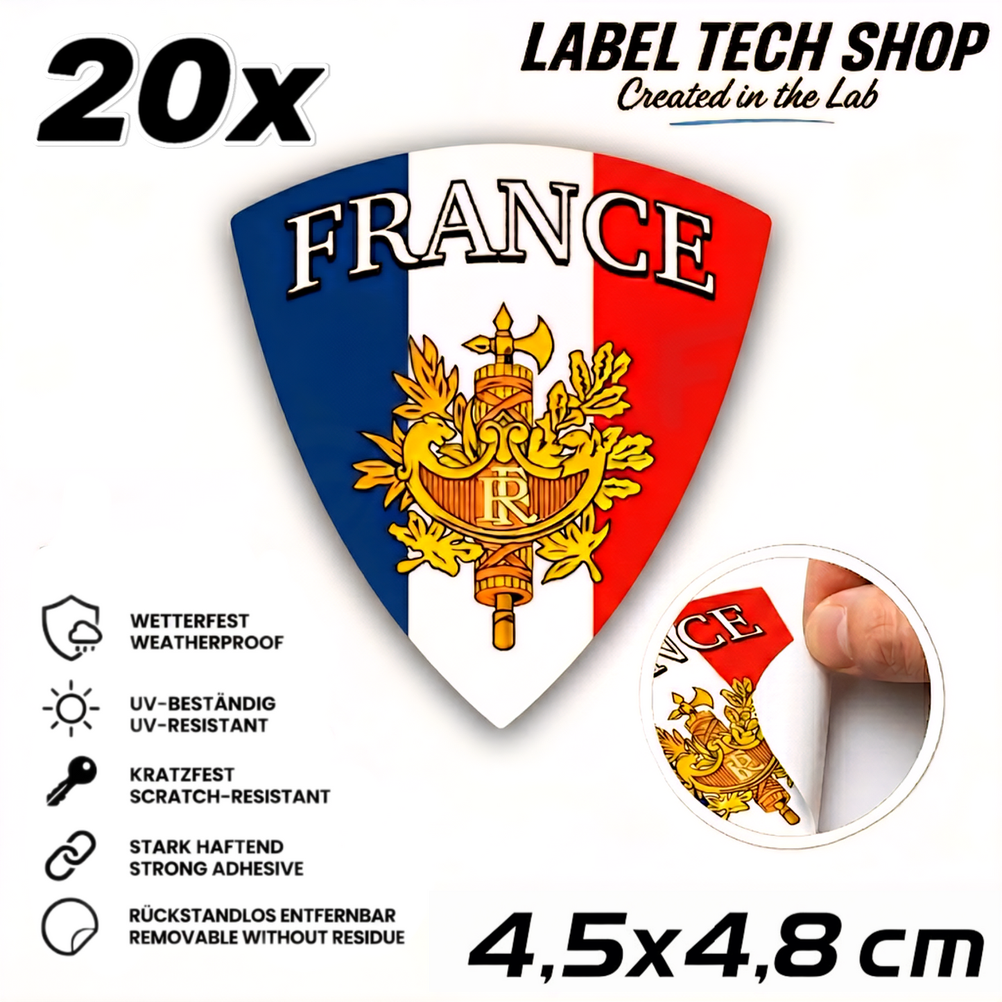 🇫🇷 Frankreich Wappen Aufkleber France Sticker Autocollant France Emblem Auto Helm 4,5x4,8cm NR.020