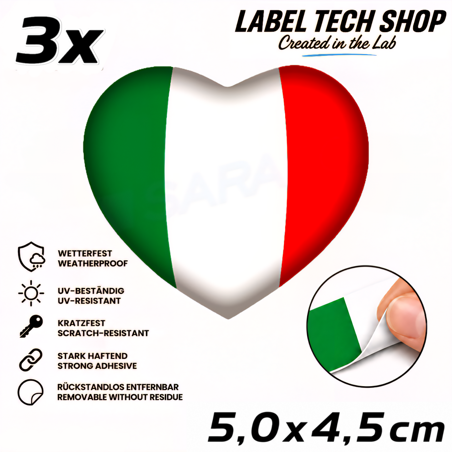 🇮🇹 Italy Sticker Heart Italian Sticker Heart Adesivo Cuore Italiano Flag Car Helmet 5.0x4.0cm NR.046