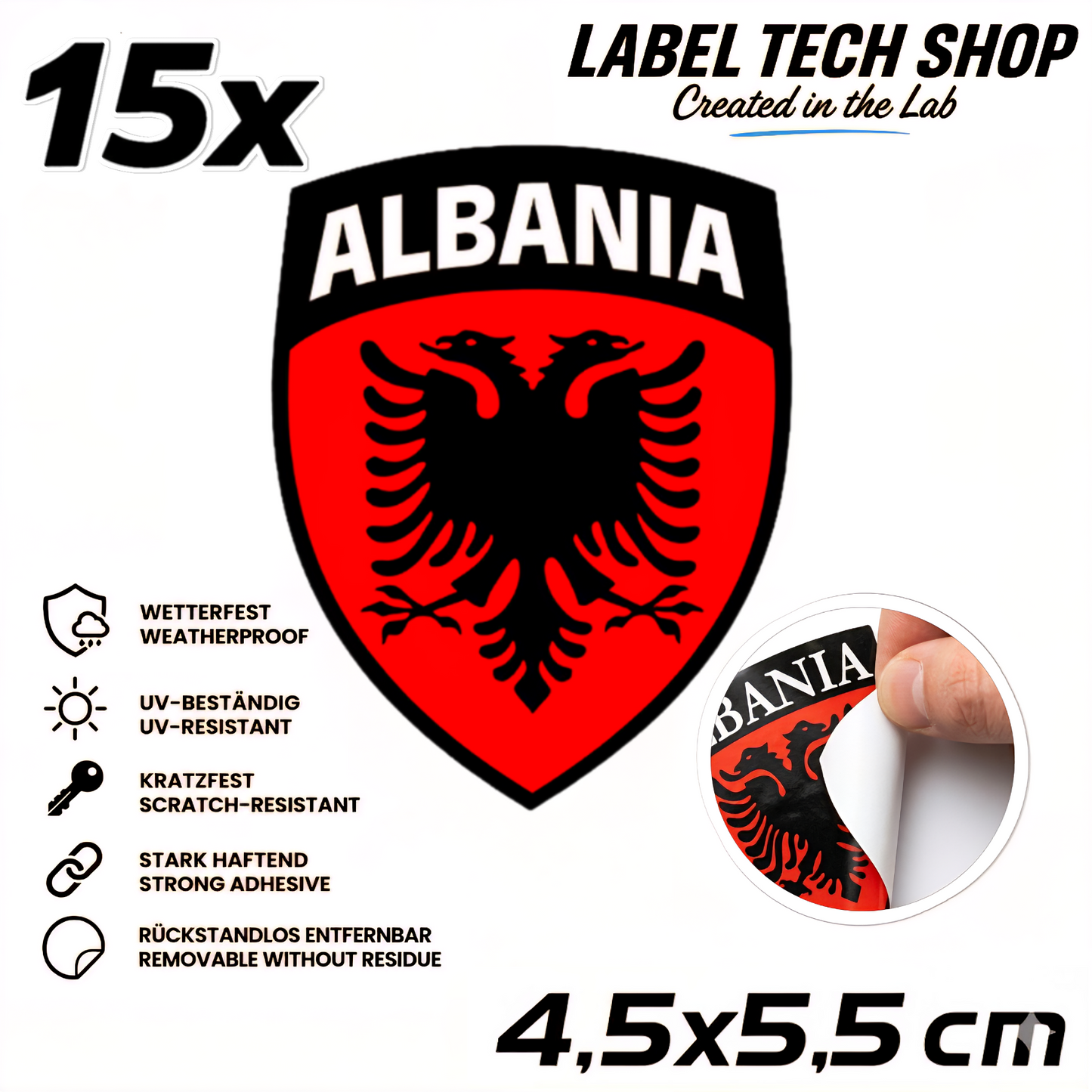 🇦🇱 Albanien Aufkleber Albania Sticker Shqiperia Adler Wappen Emblem Auto Helm 4,5x5,5cm NR.100
