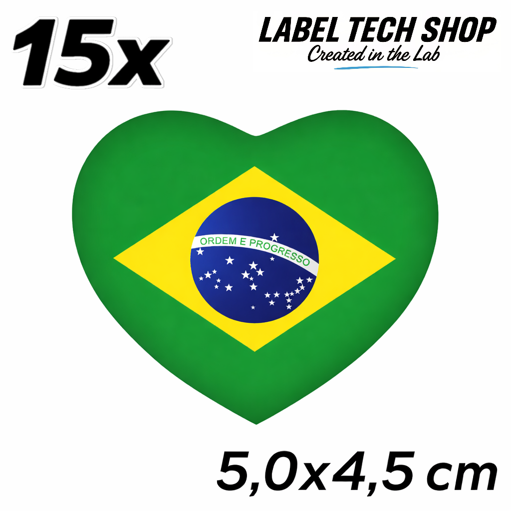 Brasilien Brasil Brazil Herz Aufkleber Sticker – Brazil Flag Heart Sticker – Auto Laptop Helm Geschenk – 5,0 × 4,5 cm (058)
