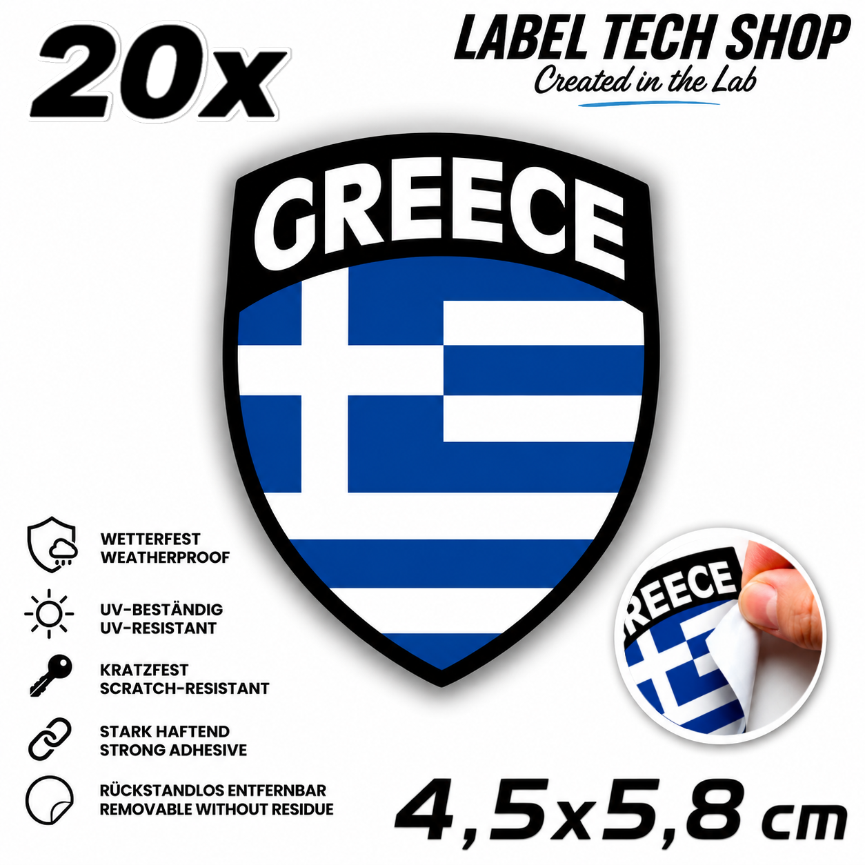 🇬🇷 Griechenland Aufkleber Αυτοκόλλητο Ελλάδας Greece Sticker Flag Emblem Car Helmet 4.5x5.8cm NR.109