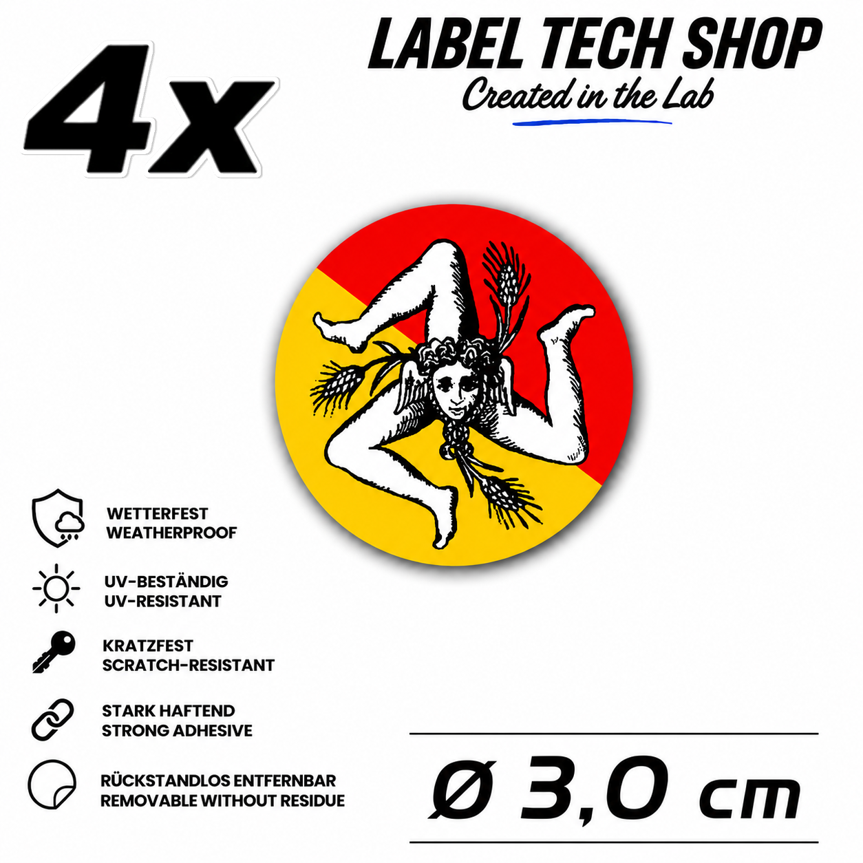 Sizilien Aufkleber Adesivo Siciliano Sicilia Sicily Sticker Flagge Wappen Emblem Auto Helm Ø3cm NR.030