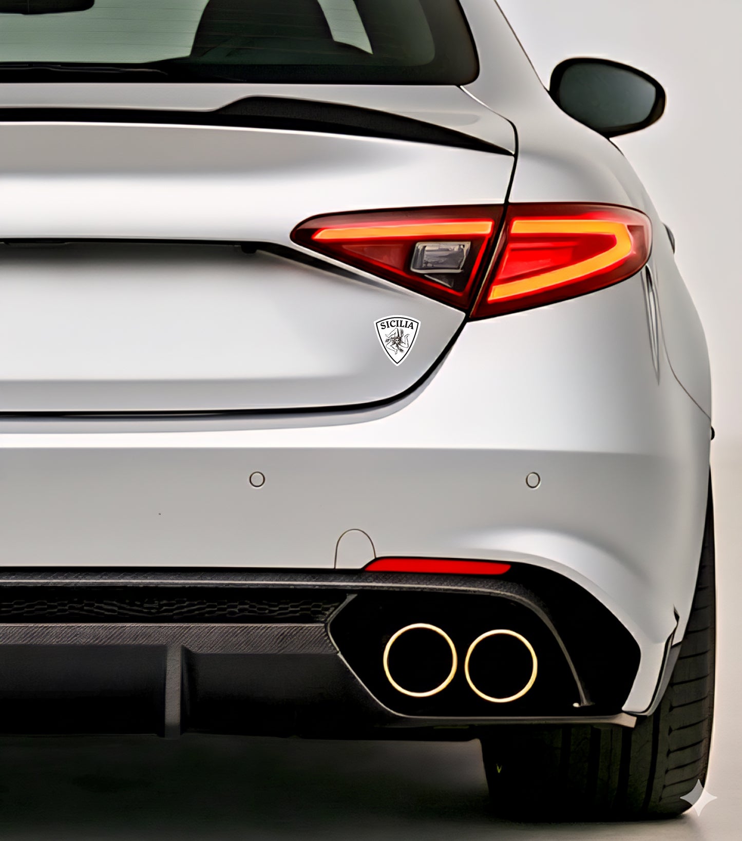 2x Sizilien Aufkleber, Sicilia Sicily Flag Wappen Sticker Black,White 6,0x6,5cm (063)