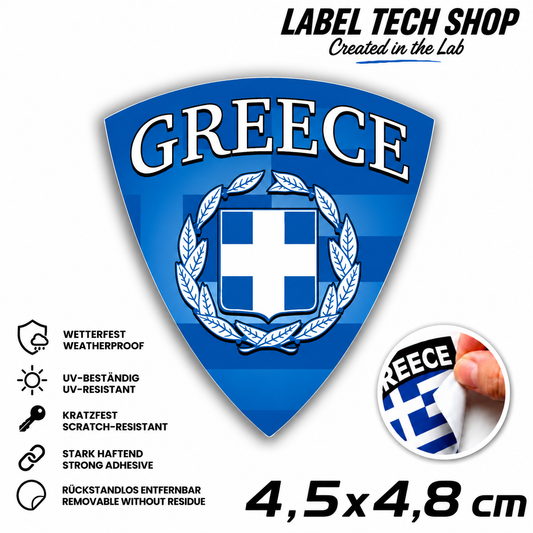 🇬🇷 Greece Sticker Αυτοκόλλητο Ελλάδας Greece Sticker Flag Flagge Wappen Emblem Auto Helm 4,5x4,8cm NR.115