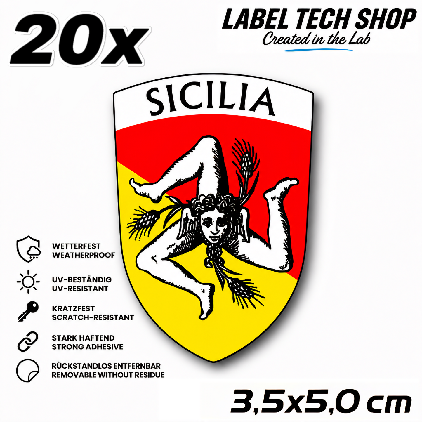 Sizilien Aufkleber Adesivo Siciliano Sicilia Sicily Sticker Flagge Wappen Emblem Auto Helm 3,5x5,0cm NR.017