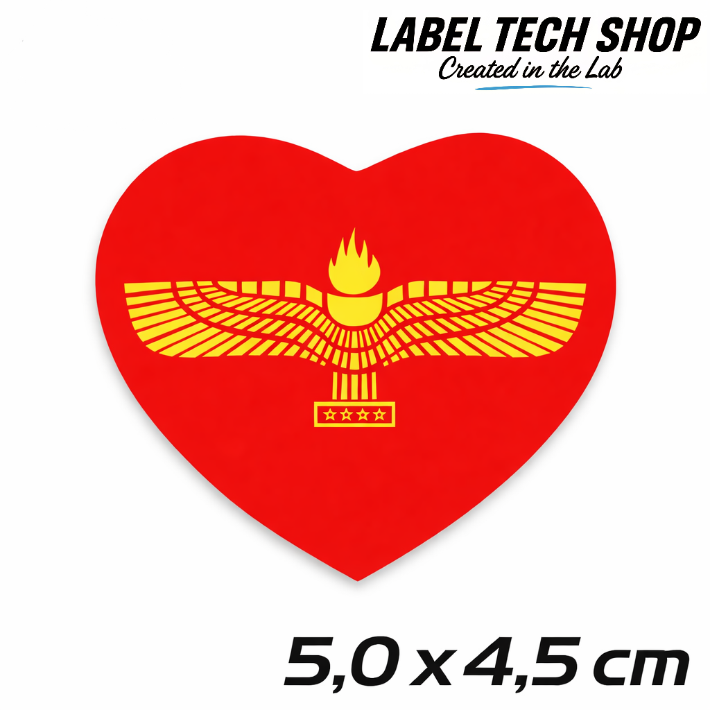 Aramäer Assyrer Herz Aufkleber Sticker – Assyrian Flag Heart Sticker – Auto Laptop Helm Geschenk – 5,0 × 4,5 cm (056)