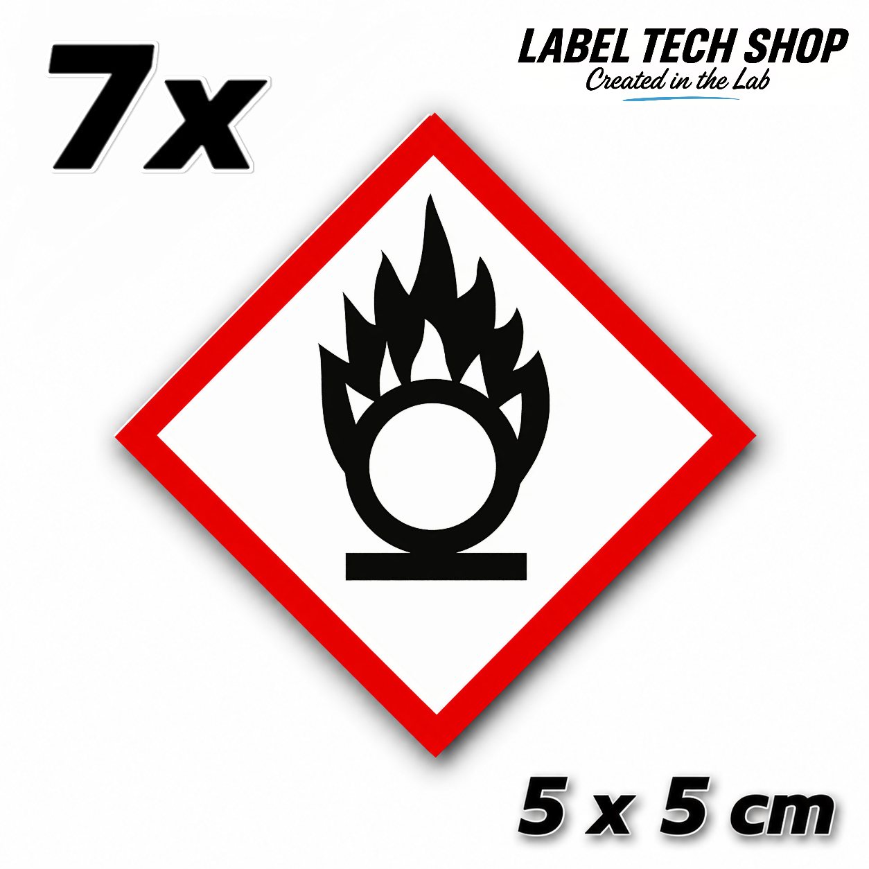 GHS03 Oxidizing Hazard Sticker Chemical Hazard Symbol Dangerous Goods Chemistry Laboratory Label according to CLP / GHS Occupational Safety