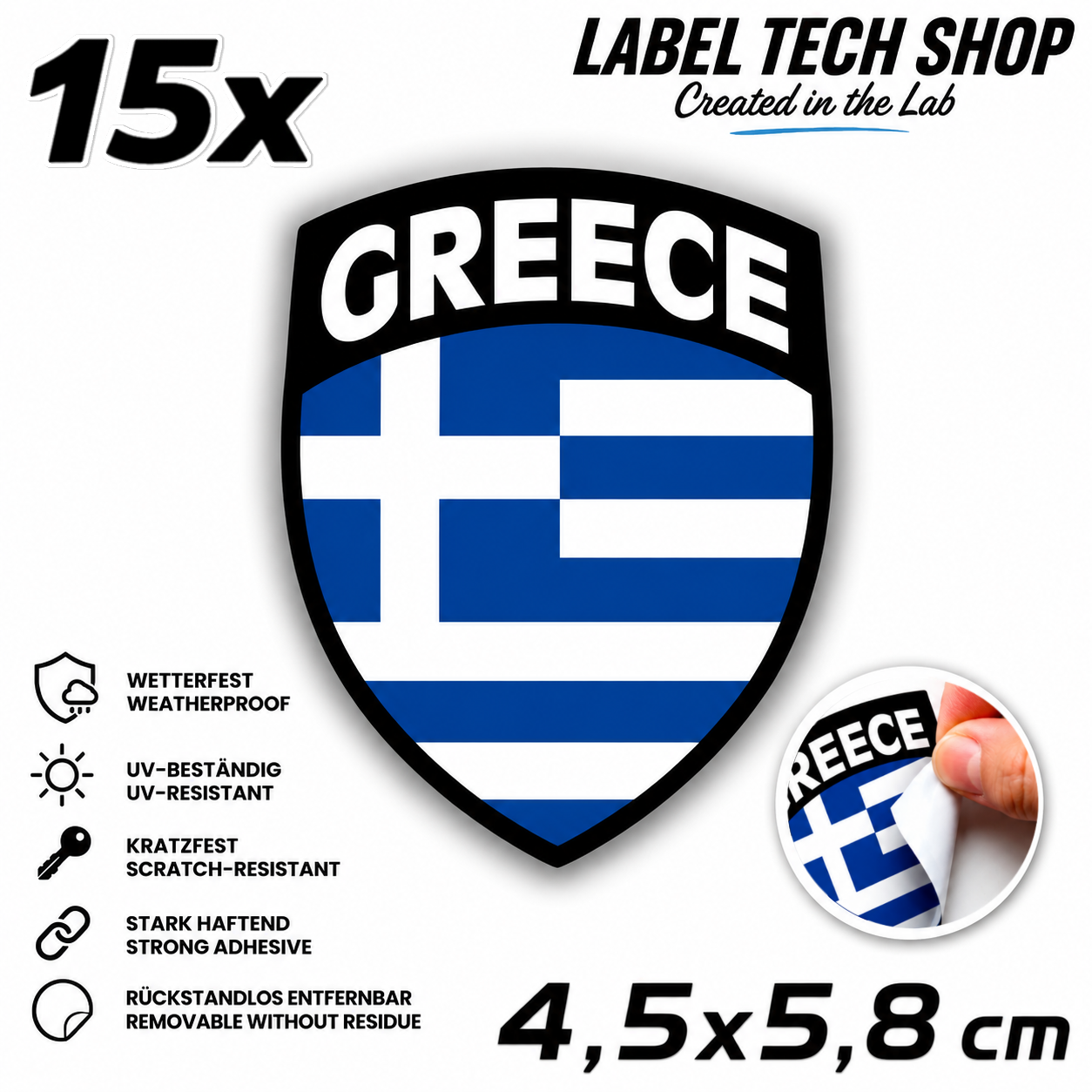 🇬🇷 Griechenland Aufkleber Αυτοκόλλητο Ελλάδας Greece Sticker Flag Emblem Car Helmet 4.5x5.8cm NR.109