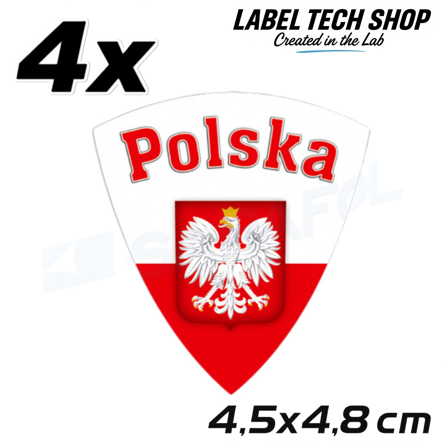 4x Polen Aufkleber 🇮🇩 Polska naklejka Polish Sticker Flagge 4,5x4,8cm 021