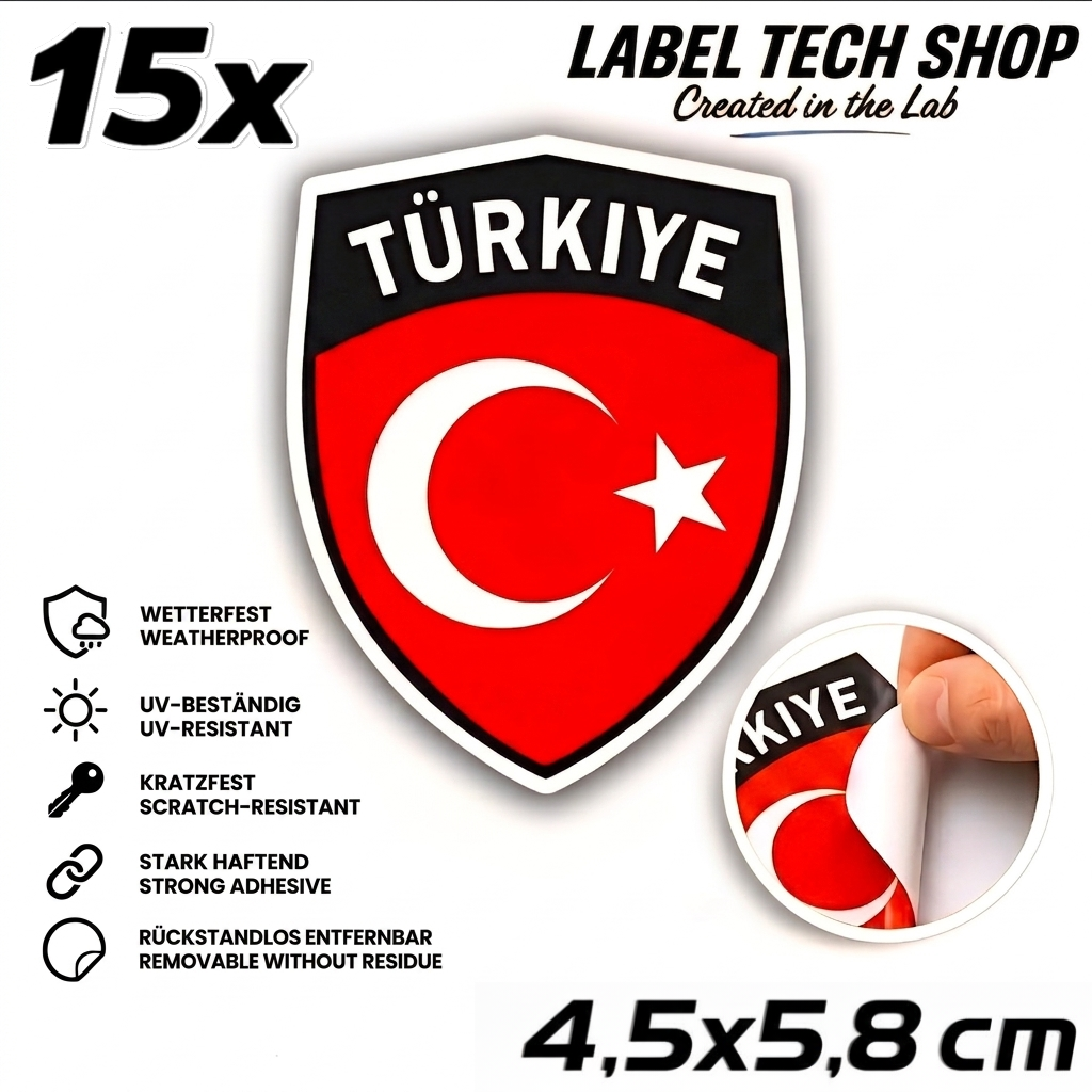 🇹🇷 Türkei Wappen Aufkleber Turkey Sticker Türkiye Çıkartma Wappen Auto Helm Motorrad 4,5x5,8cm NR.101