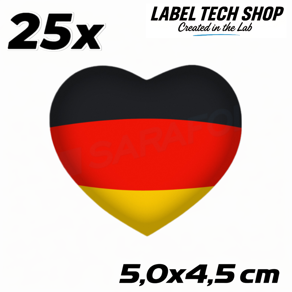 Deutschland Herz Aufkleber (048) – Germany Heart Sticker – Deutschland Flagge Herz – 5,0 × 4,5 cm