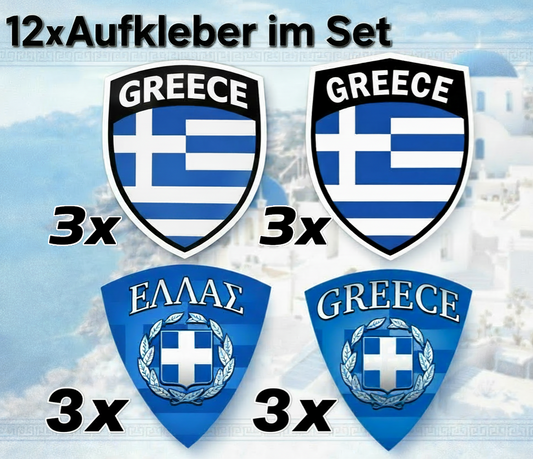 12x Griechenland Aufkleber Set 🇬🇷 Αυτοκόλλητο Ελλάδας Greece Sticker Pack (083)